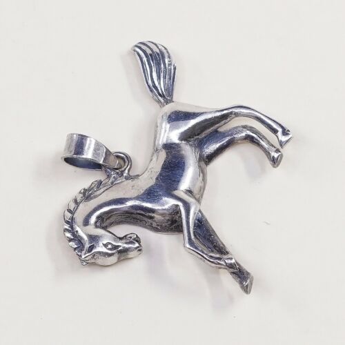 Vtg Sterling Silver Horse handmade Pendant, 925 Silver, Stamped 925