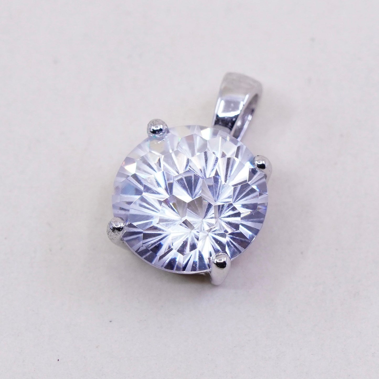 Vintage modern sterling 925 silver cz crystal pendant