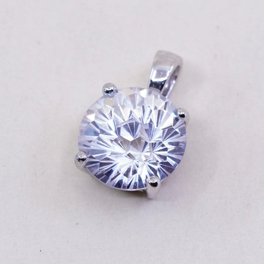 Vintage modern sterling 925 silver cz crystal pendant