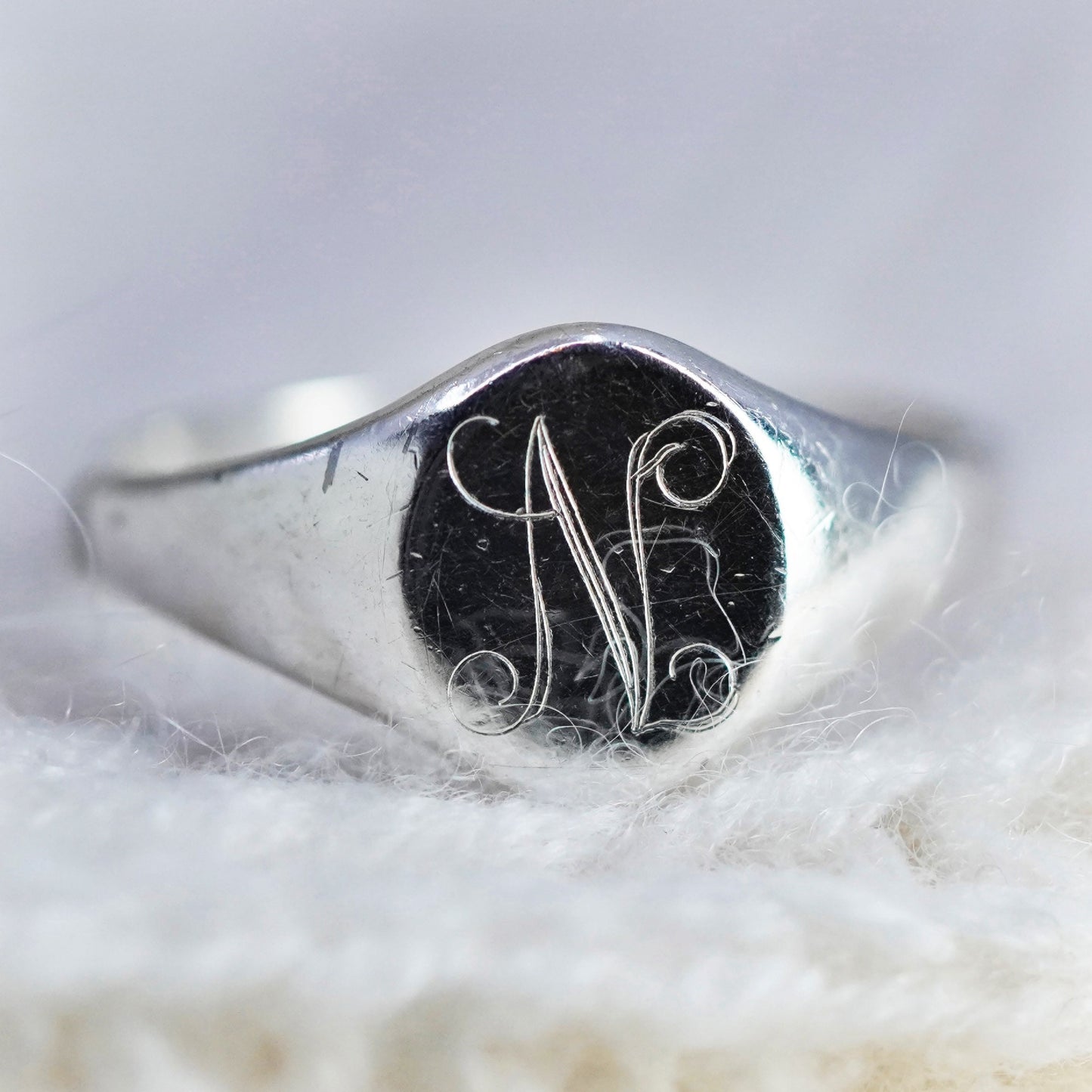 Size 8, vintage Sterling silver handmade ring, 925 initial letter “S” band