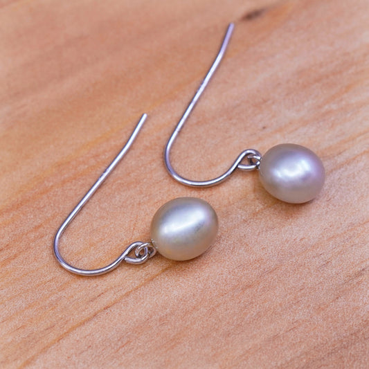 Vintage Sterling silver handmade earrings, 925 hooks with pearl drops