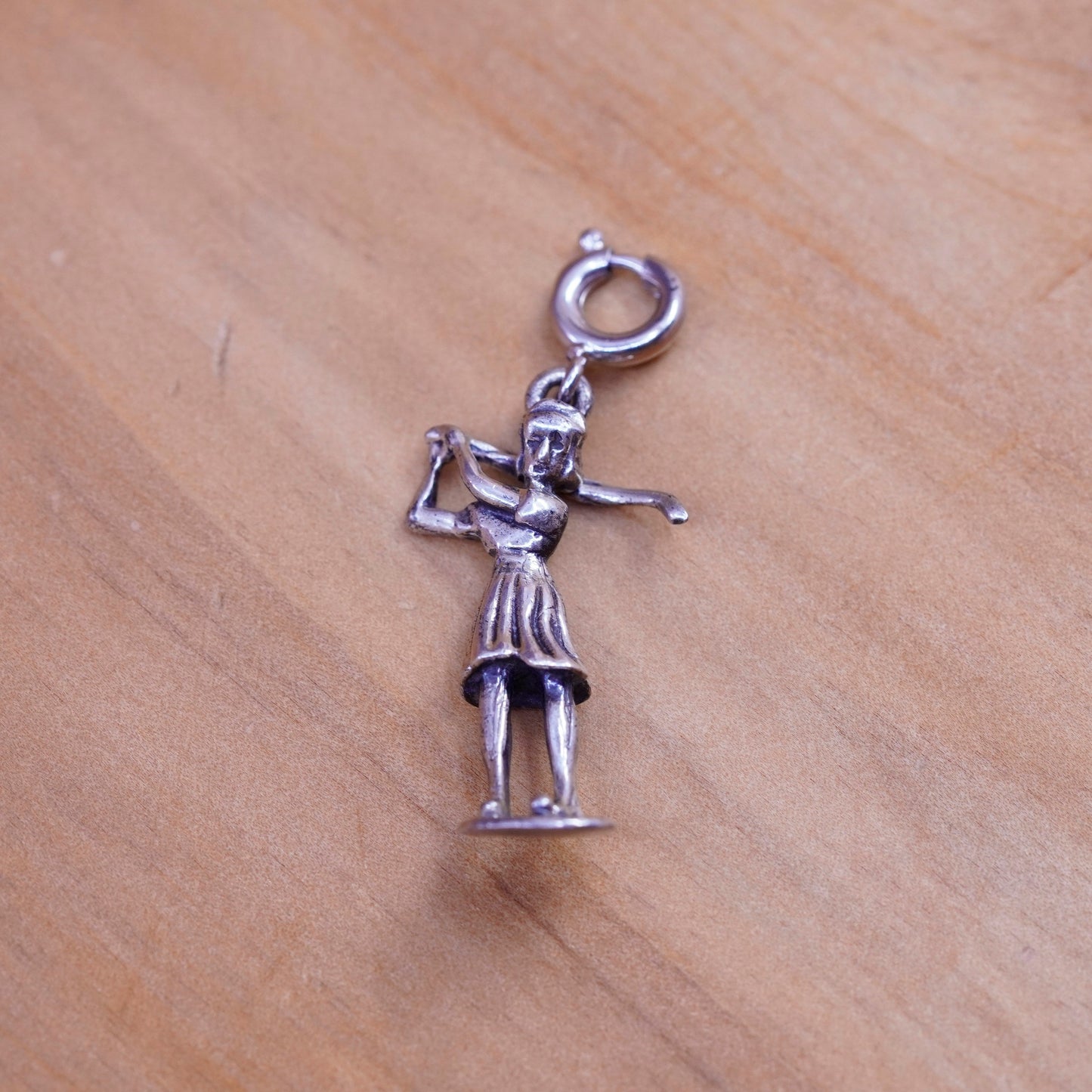 Vintage Sterling 925 silver handmade pendant female golfer charm