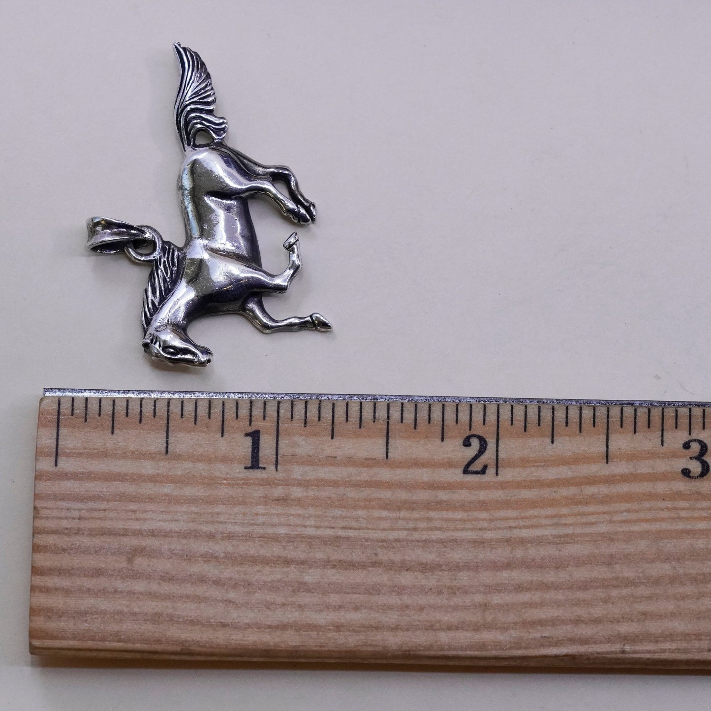 Vintage Sterling 925 silver handmade pendant, running horse