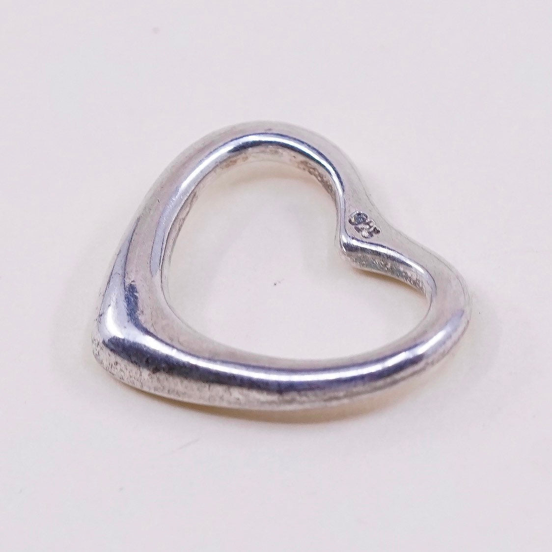 Vintage sterling silver handmade pendant, heart shaped, fine 925 silver heart