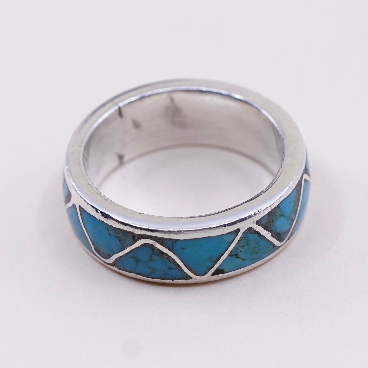 sz 7, navajo James Martin handmade Sterling silver ring, 925 band w/ turquoise