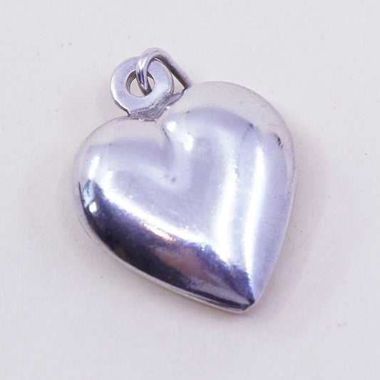 Vintage Italian handmade sterling silver heart, 925 charm pendant