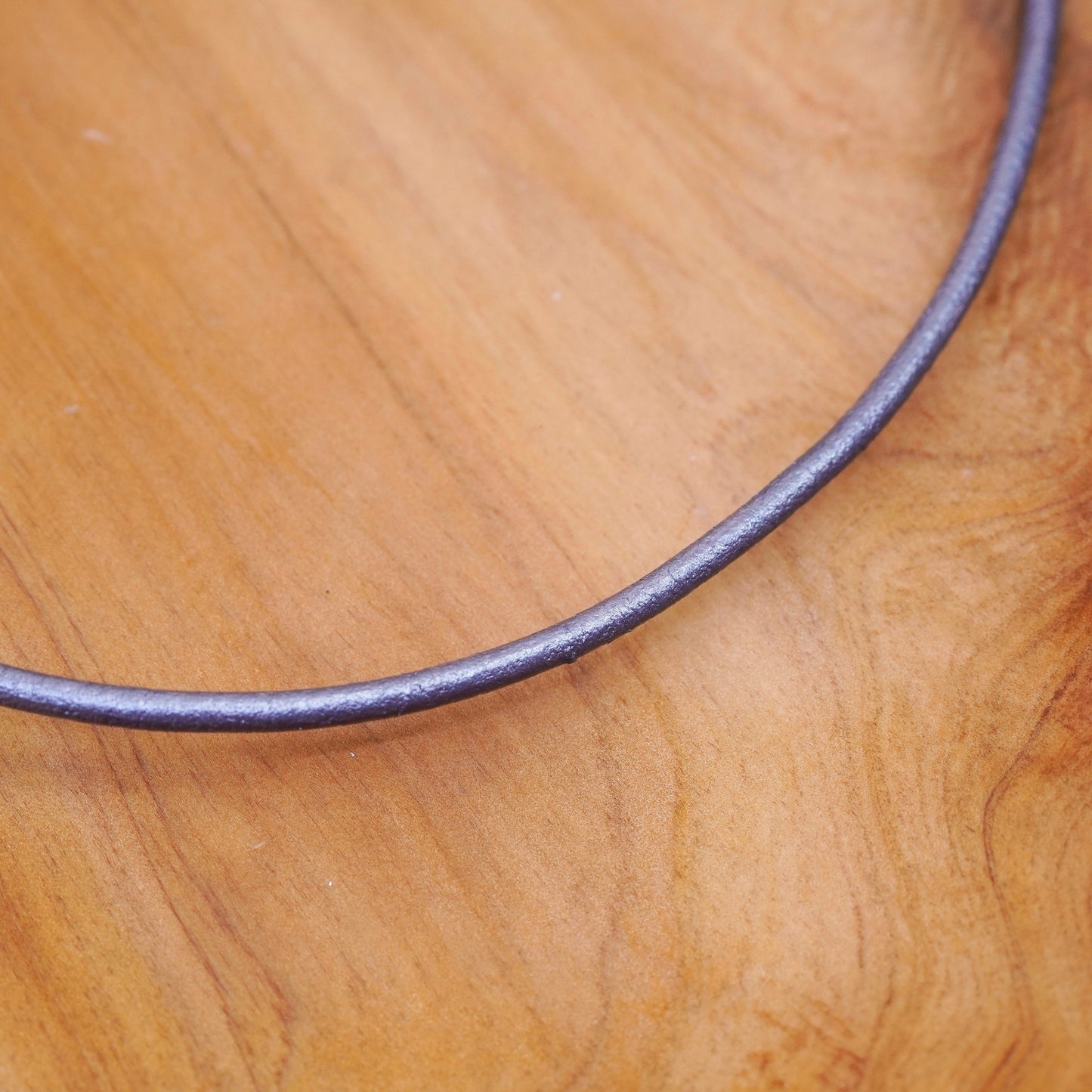 18”, vintage handmade necklace, silver tone leather choker sterling silver clasp