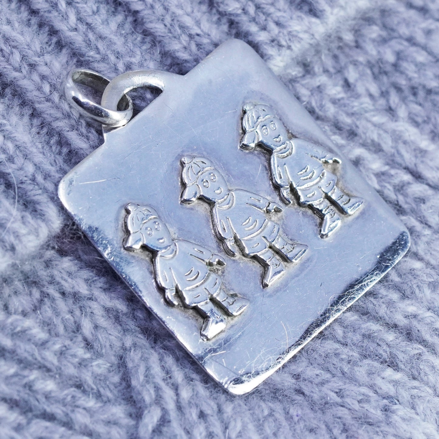 Vintage sterling 925 silver handmade friends friendship figures pendant charm