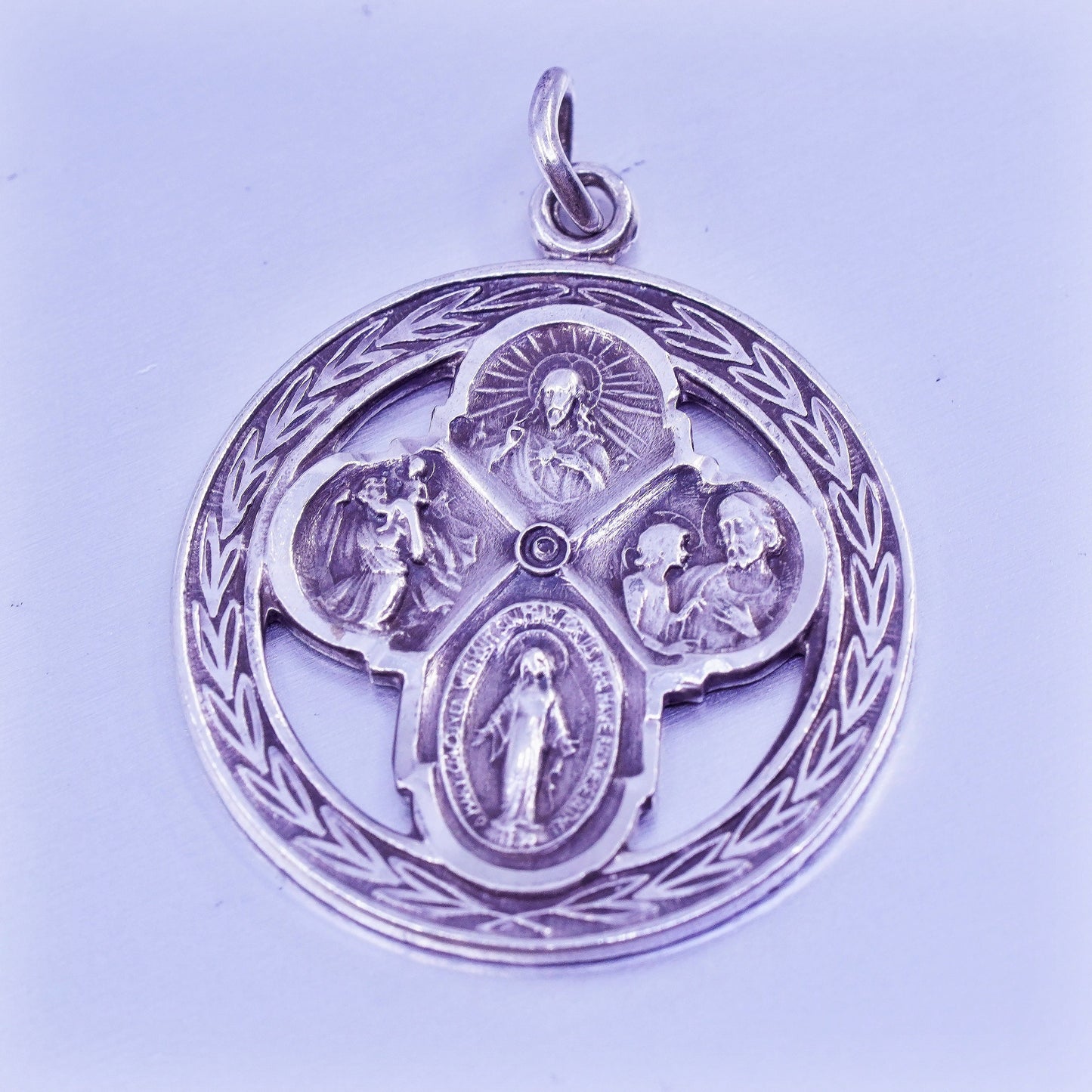 Vintage sterling 925 silver handmade catholic pendant