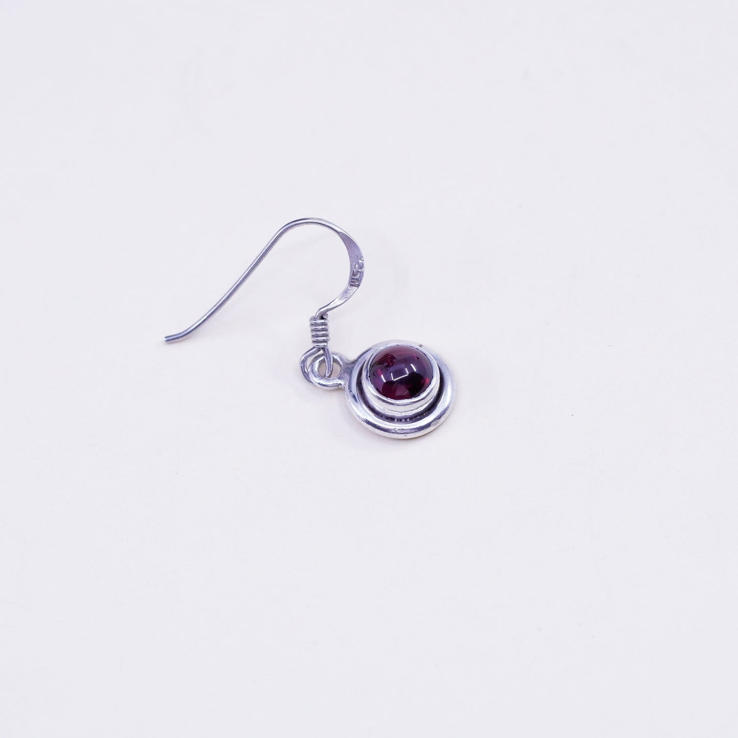 Vintage Sterling silver handmade earrings, 925 hooks with garnet beads