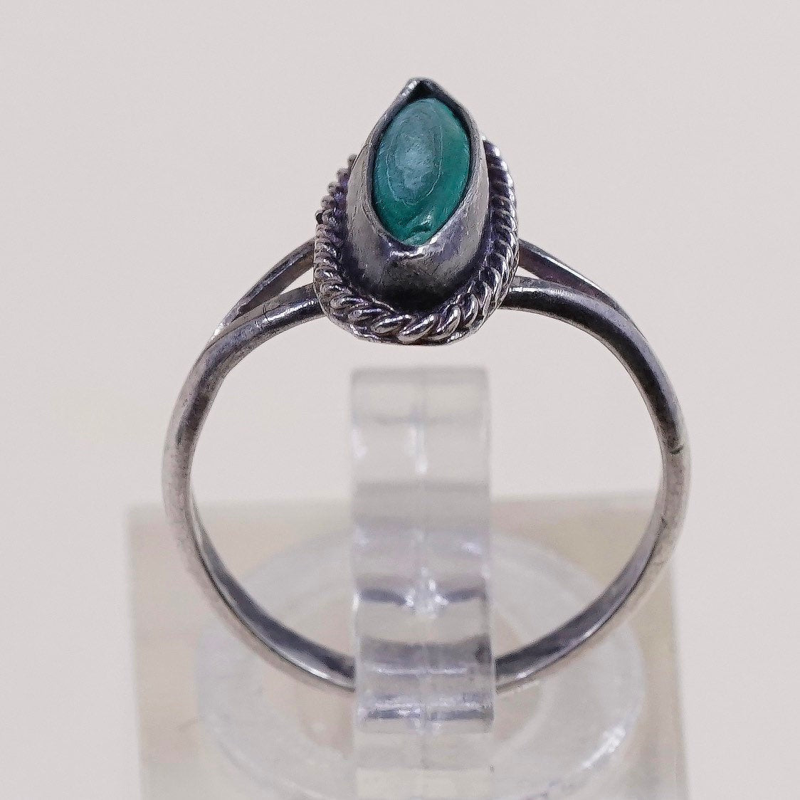 sz 5.25, vtg sterling silver ring, Native American handmade 925 ring w/ turquoise