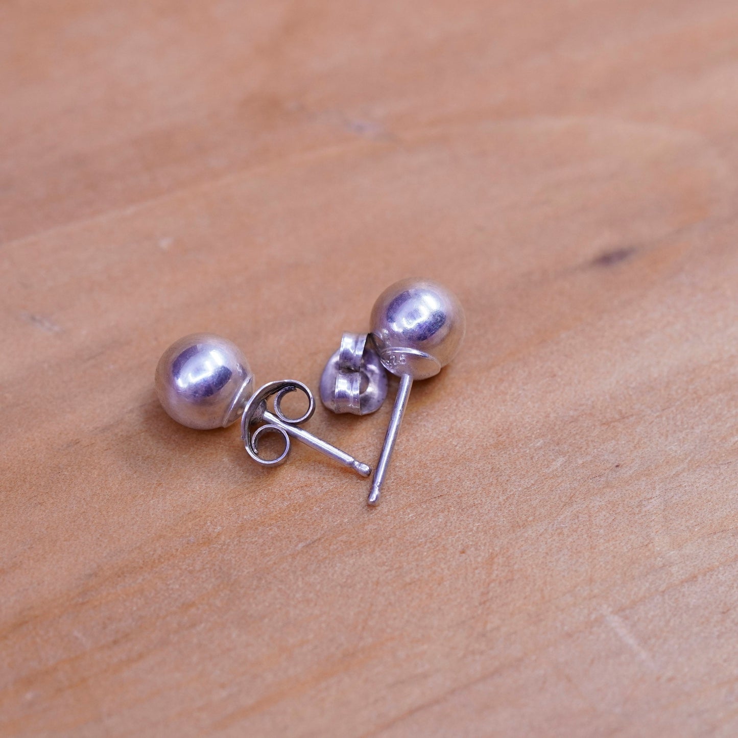 5mm, Vintage Sterling silver beads studs, 925 earrings