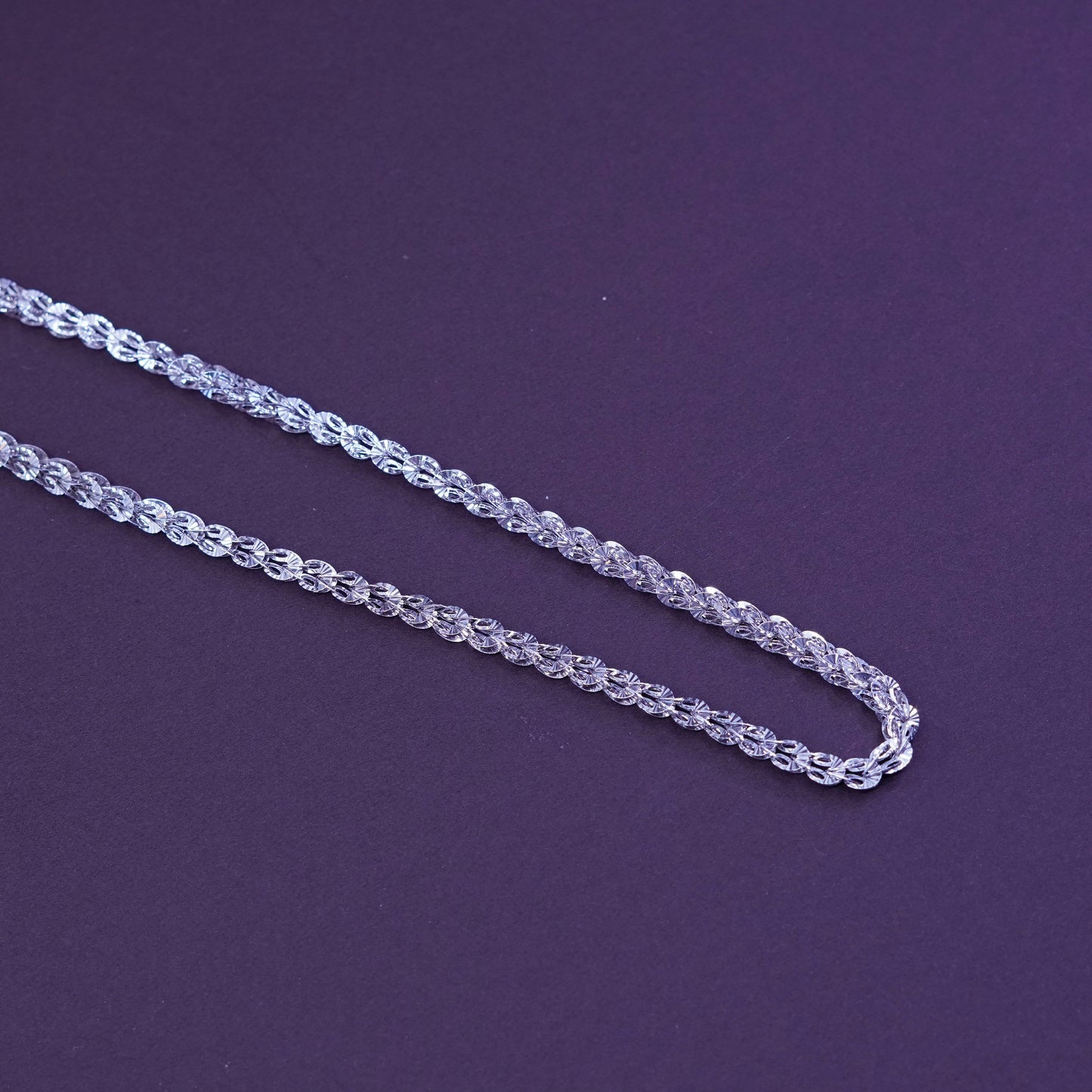 15”, 4mm, vintage Sterling silver chain, 925 unique link necklace