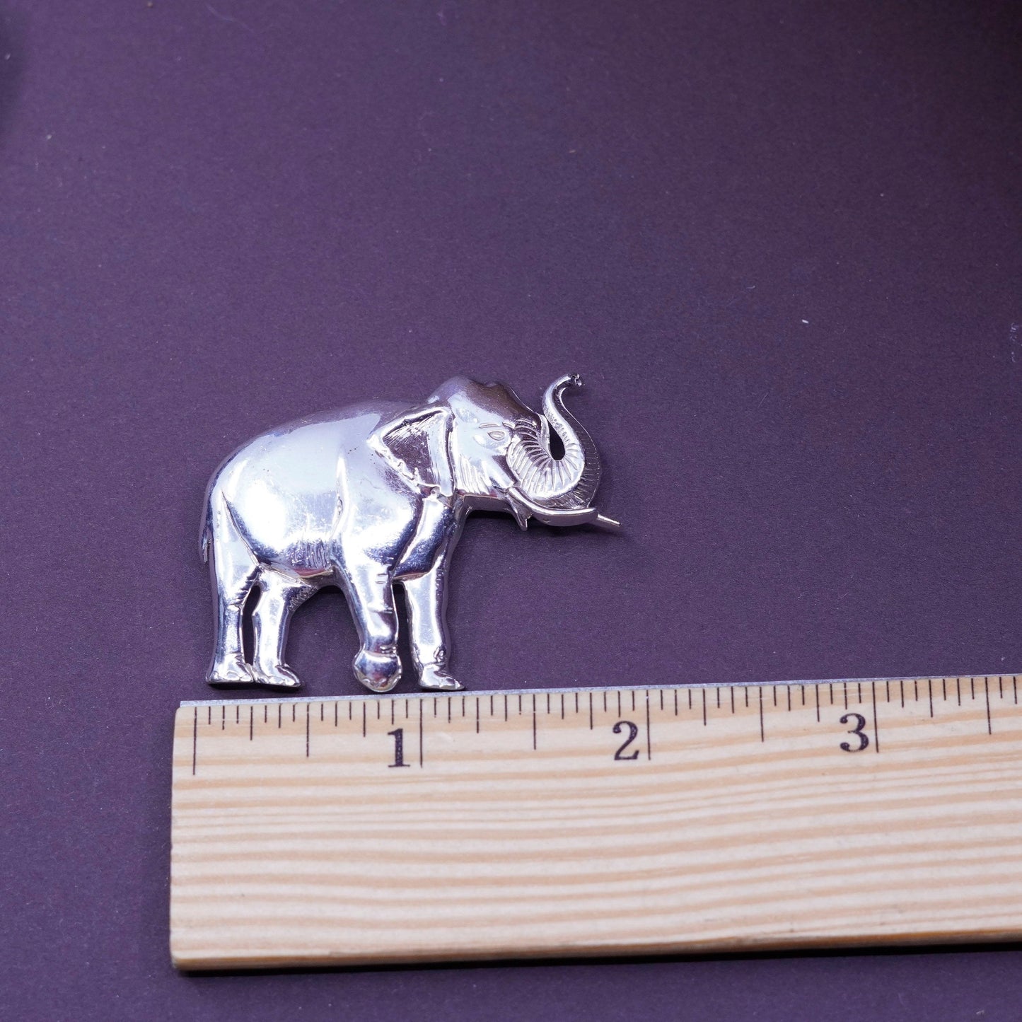 Vintage Mexico handmade sterling silver elephant brooch, 925 pin