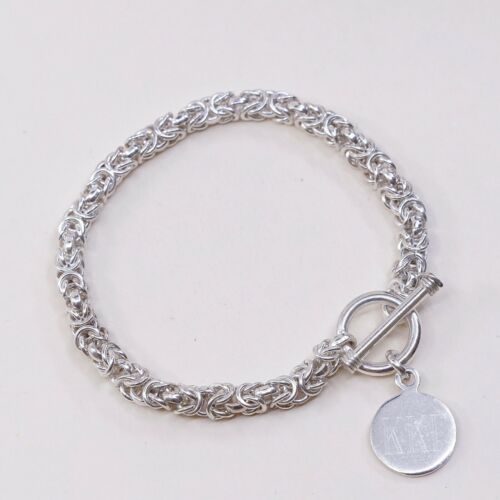 6.75”, Vtg Sterling 925 Silver Handmade Birdcage Byzantine Bracelet W/ Tag Charm