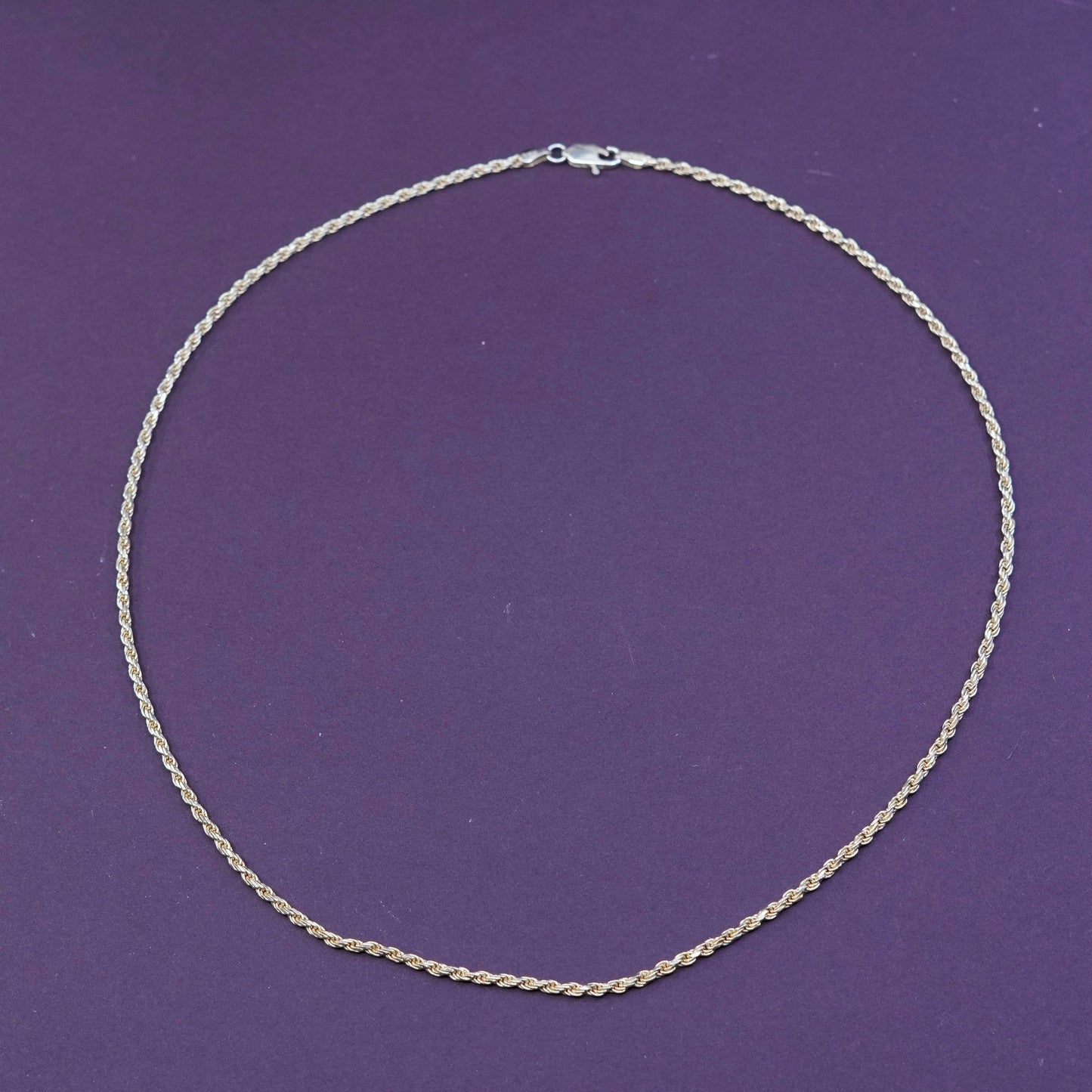 20”, vermeil gold Sterling silver necklace, Italy 925 diamond cut rope chain