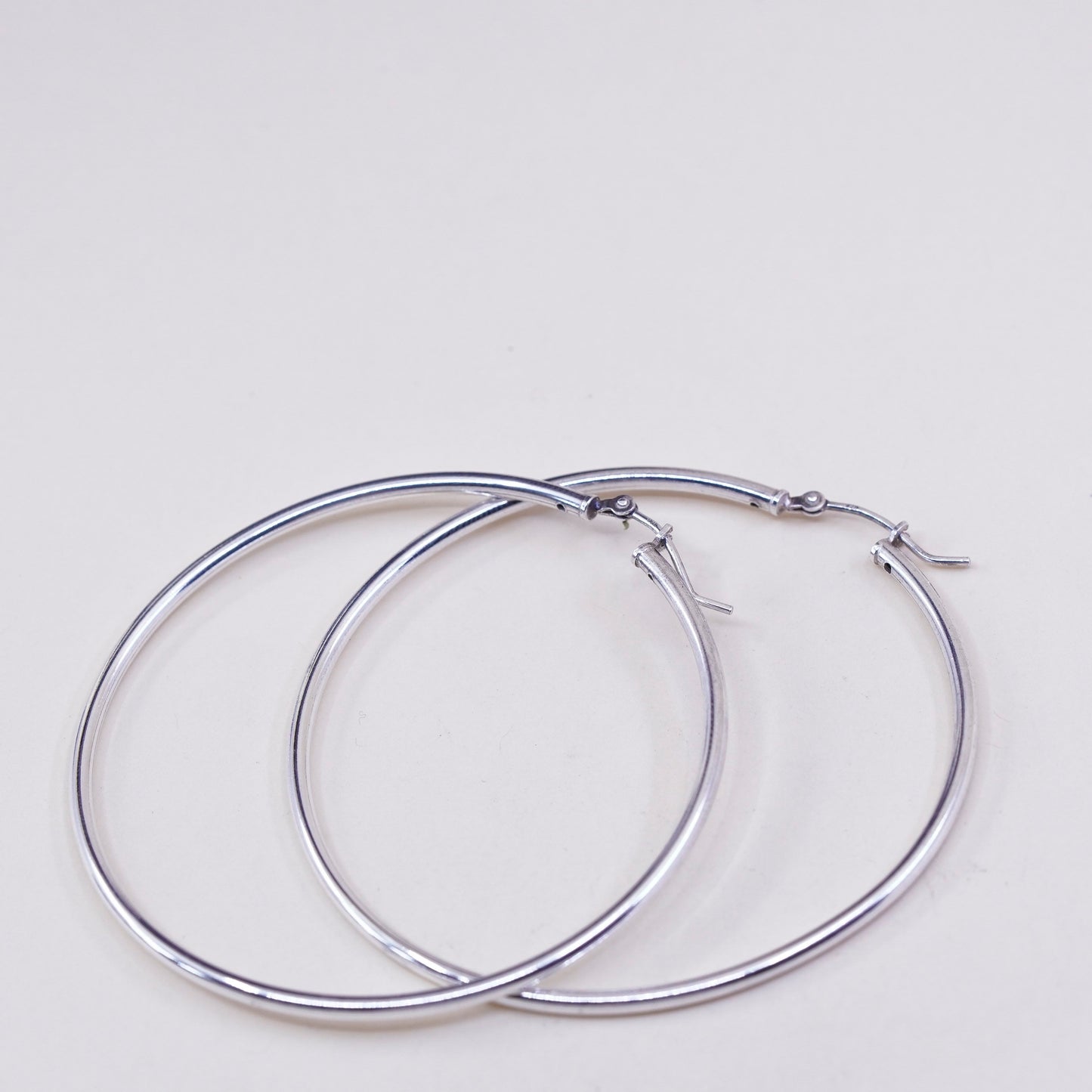 2.25”, vintage ATI sterling silver handmade earrings, 925 huge textured hoops