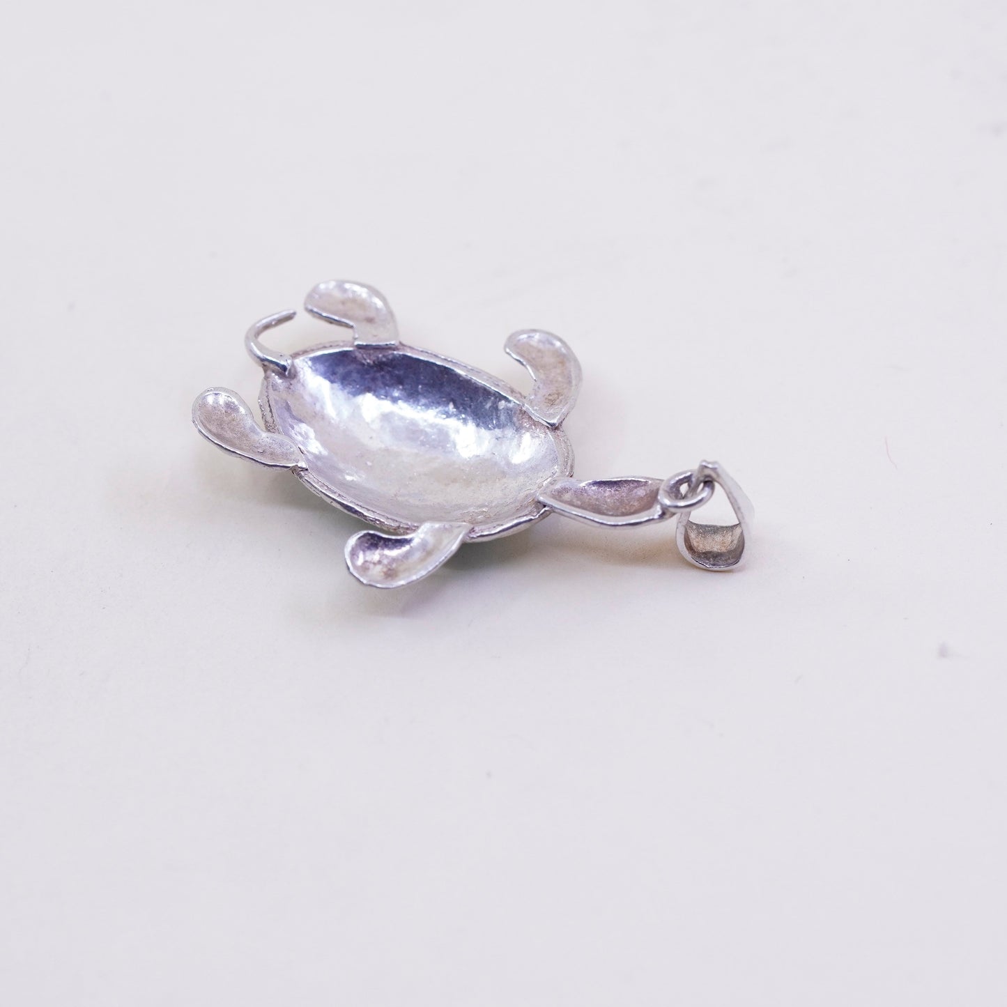 Vintage Sterling silver handmade pendant, 925 sea turtle pendant with enamel