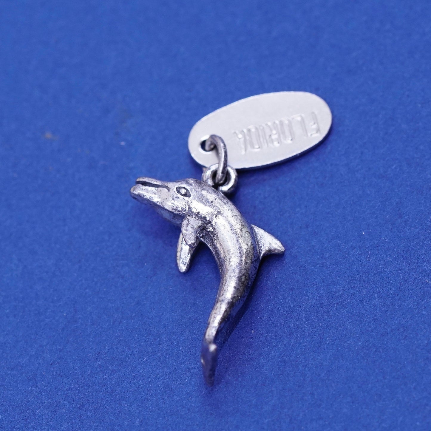 Vintage Sterling silver handmade Dolphins pendant, solid 925 silver charm