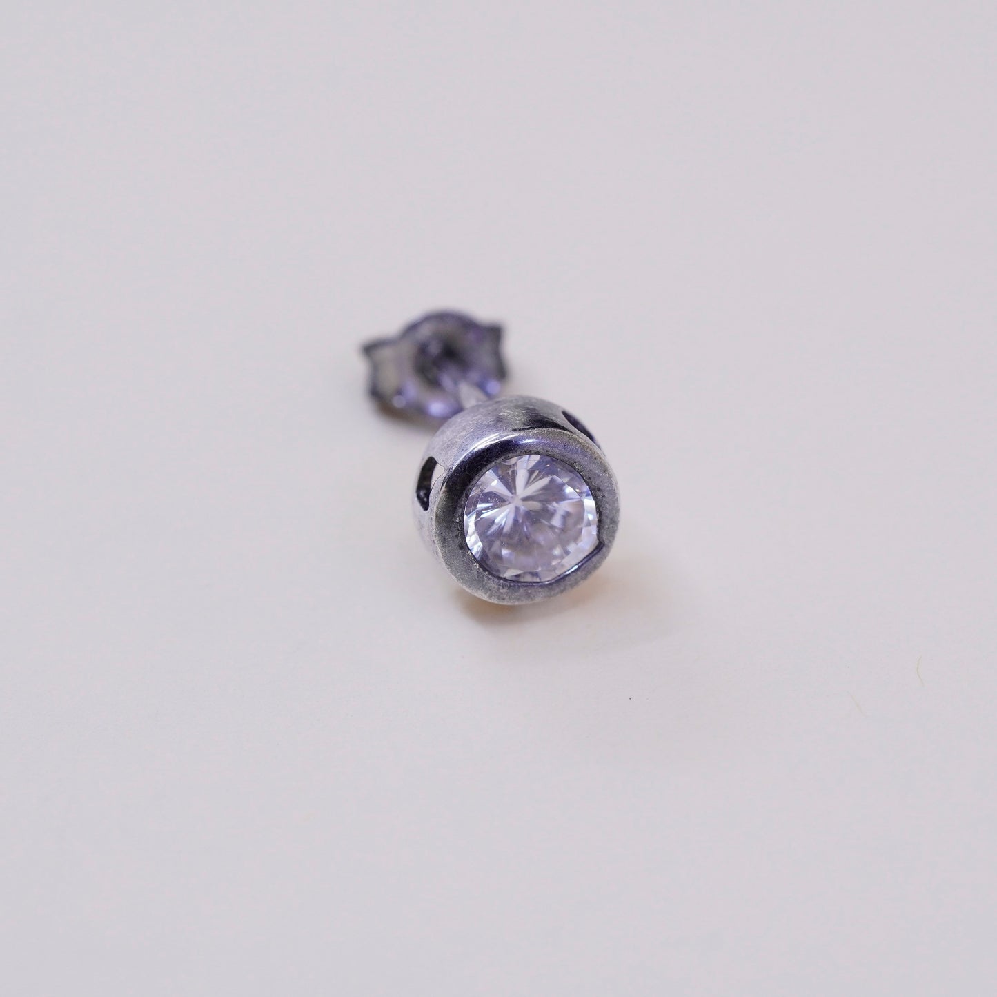 Vintage sterling silver square clear CZ studs, earrings