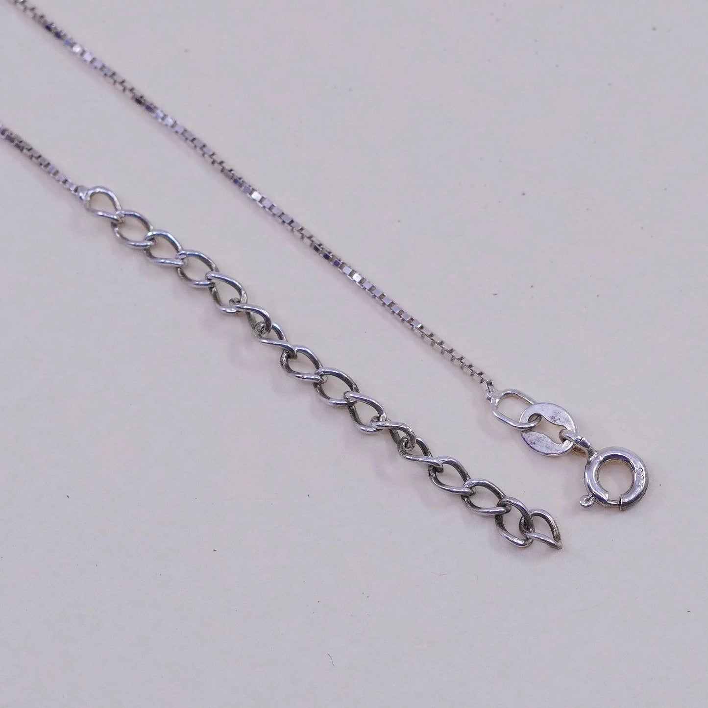 16+2”, Vintage Italian sterling 925 silver box chain, necklace