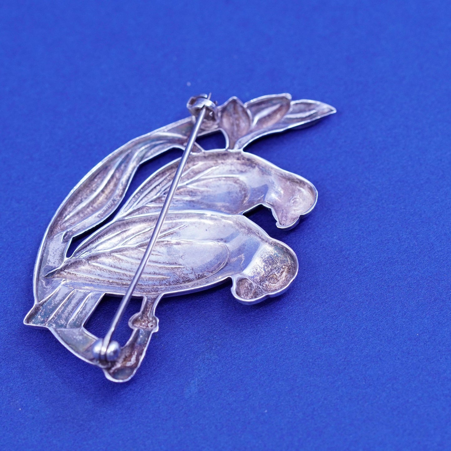 Vintages sterling silver handmade bird brooch, 925 parrot pin