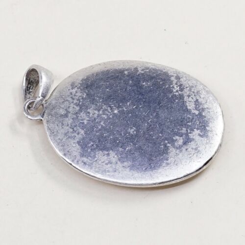 Vintage Sterling Silver Handmade Pendant, 925 Silver With Resin Inkay