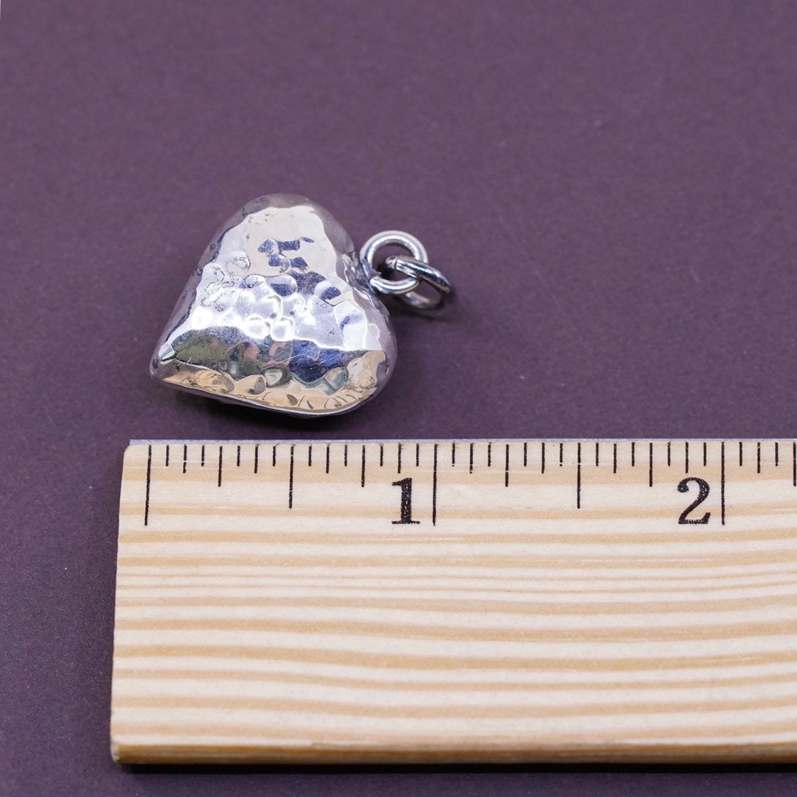 VTG Sterling silver handmade pendant, 925 big hammered heart