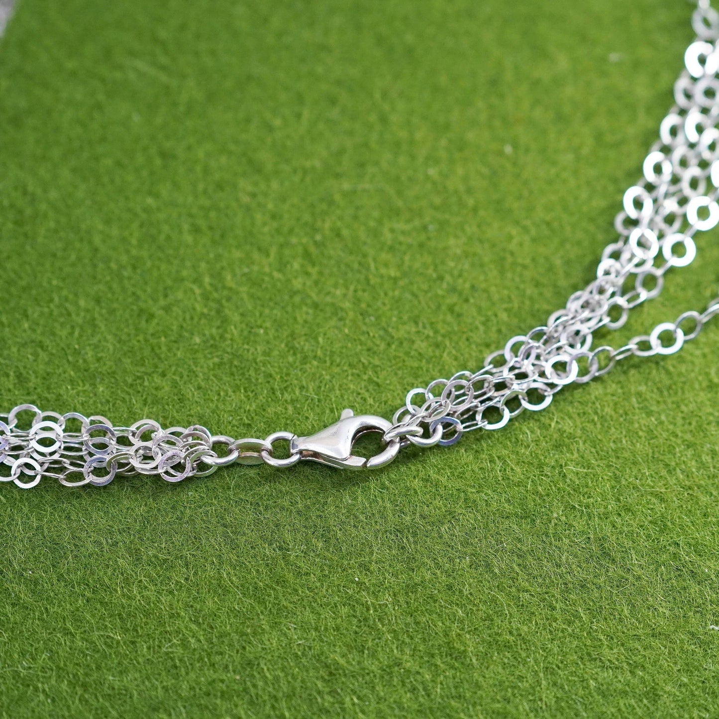 16”, Italy Sterling 925 Silver multi flatten circle Chain Necklace