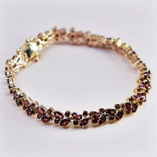 7.5”, vermeil gold over Sterling 925 silver tennis bracelet with cluster ruby