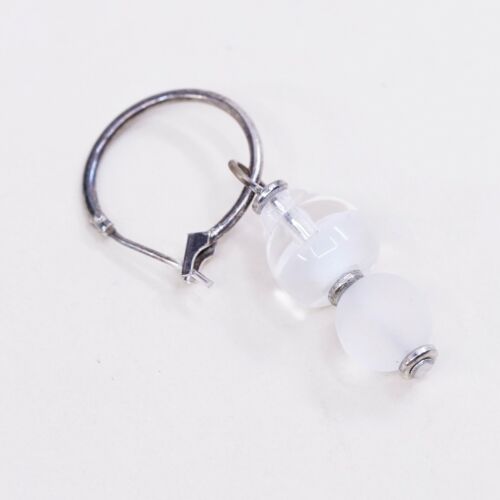 VTG Sterling silver handmade earrings, 925 Hoops w/ Artisan glass drops