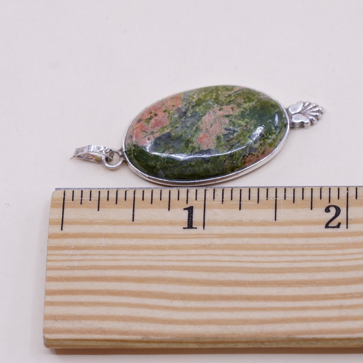 Vintage Sterling silver handmade pendant, oval Australian jasper