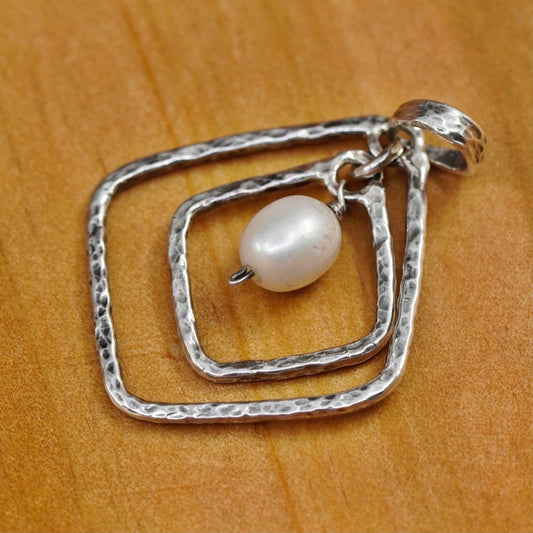 Vintage Sterling 925 silver handmade pendant with freshwater pearl