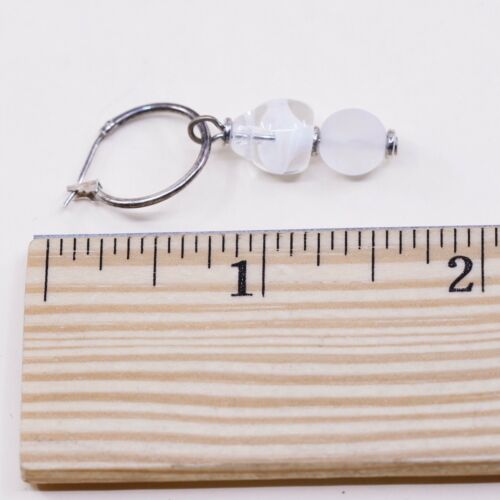 VTG Sterling silver handmade earrings, 925 Hoops w/ Artisan glass drops