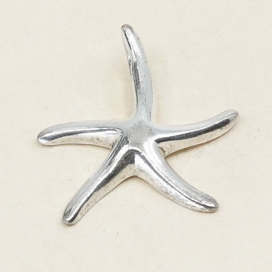 VTG Sterling silver handmade pendant, solid 925 starfish, stamped 925 SU