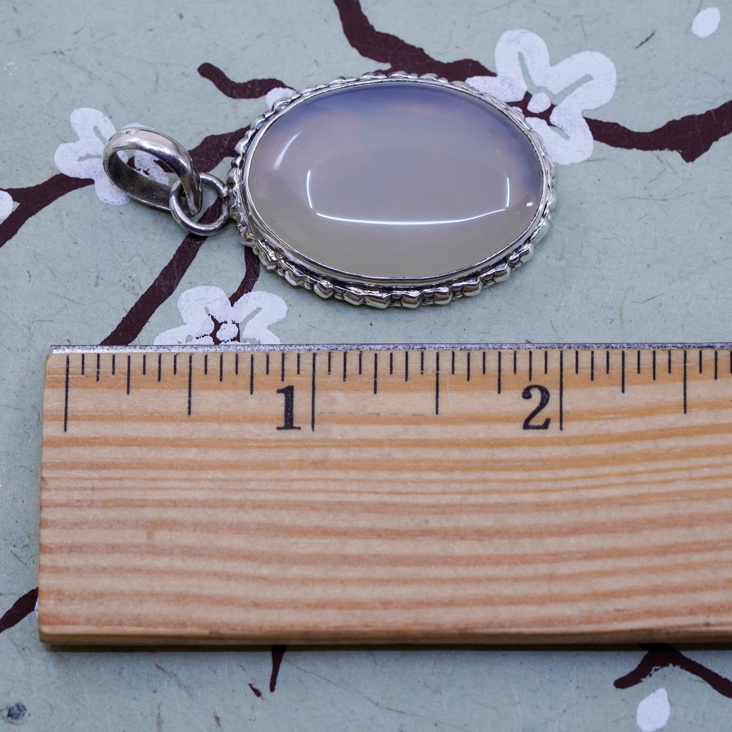 Vintage Sterling 925 Silver Handmade Pendant with moonstone and beads