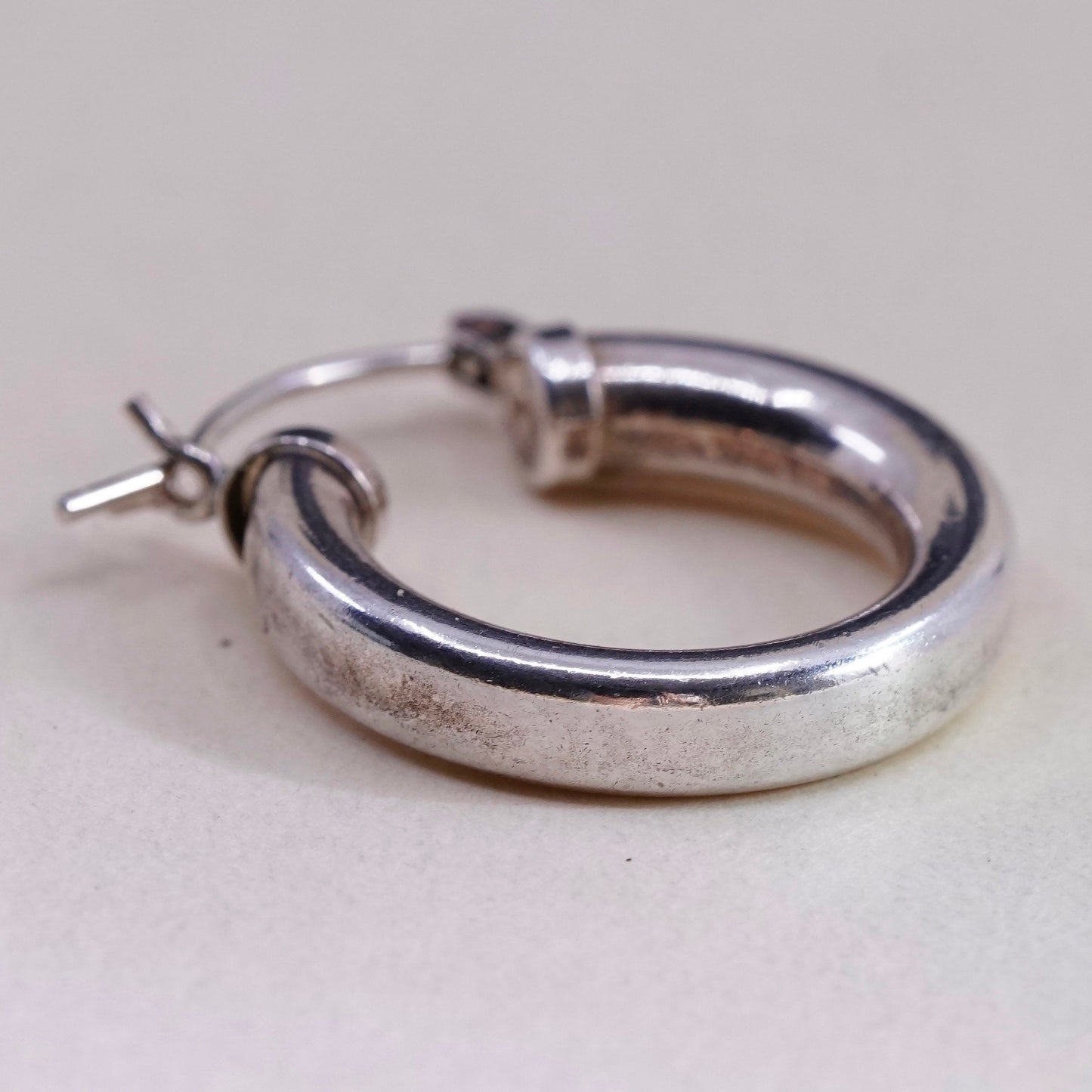 0.75”, Vintage sterling silver loop earrings, minimalist primitive hoops