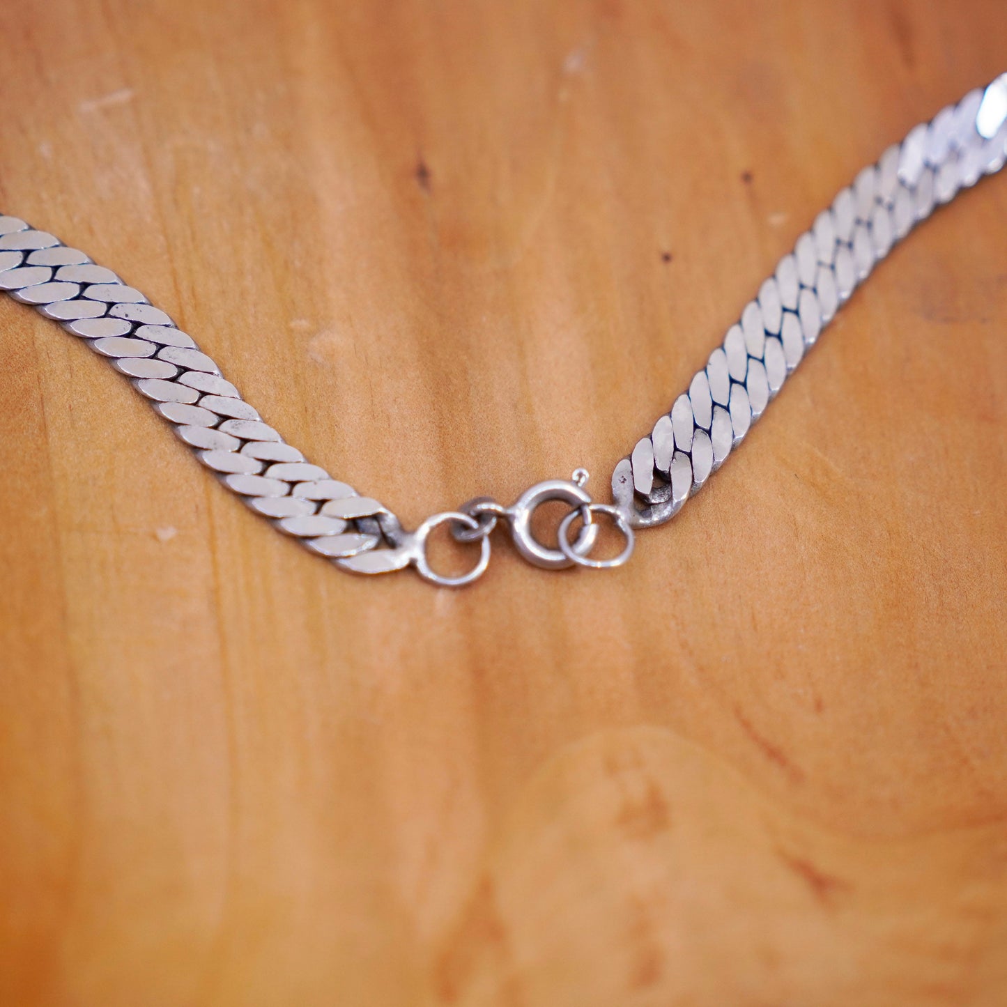 24”, 7mm, vintage Sterling silver necklace, 925 flatten curb link chain