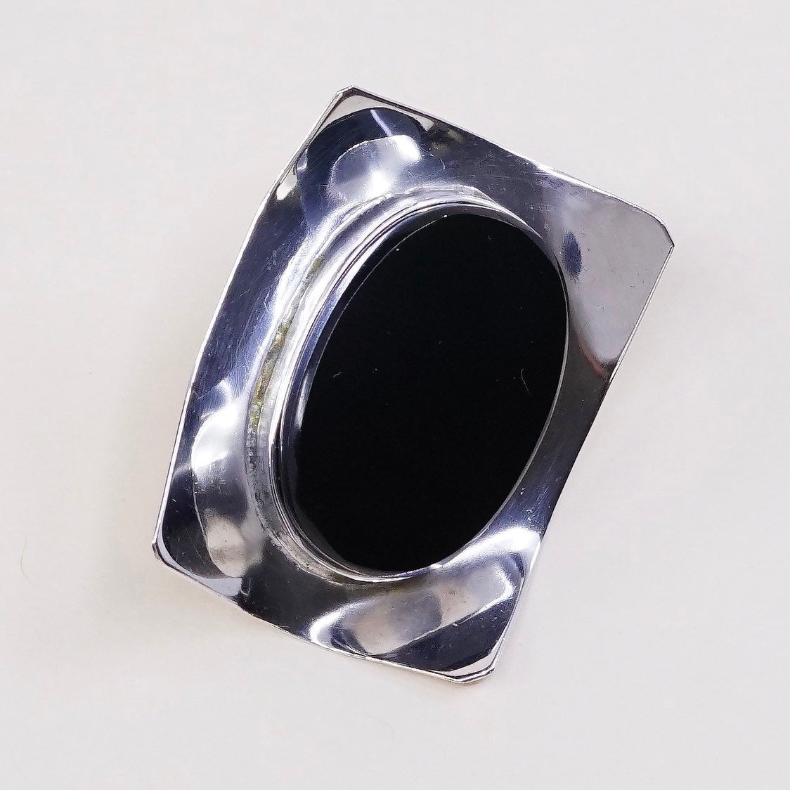 vtg Sterling silver earrings, southwestern mexico 925 studs w/ oval obsidian