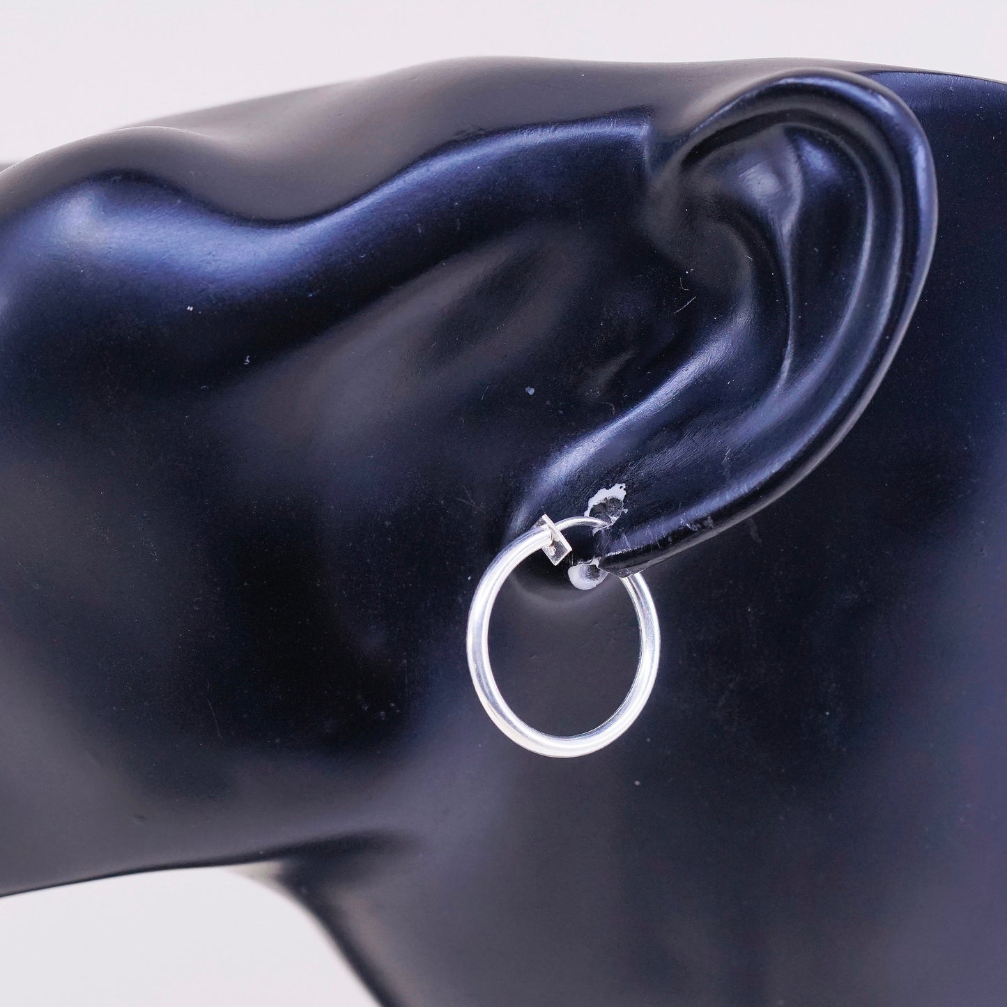 0.75”, Vintage sterling 925 silver loop earrings, minimalist primitive hoops