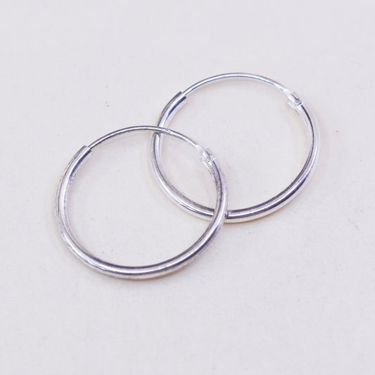 0.5”, sterling silver loop earrings, minimalist, textured 925 hoops, huggie