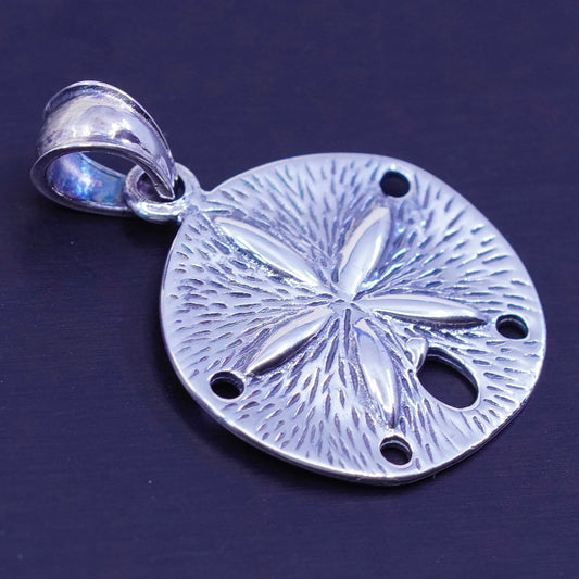 Antique Sterling silver handmade charm, 925 sand dollar pendant