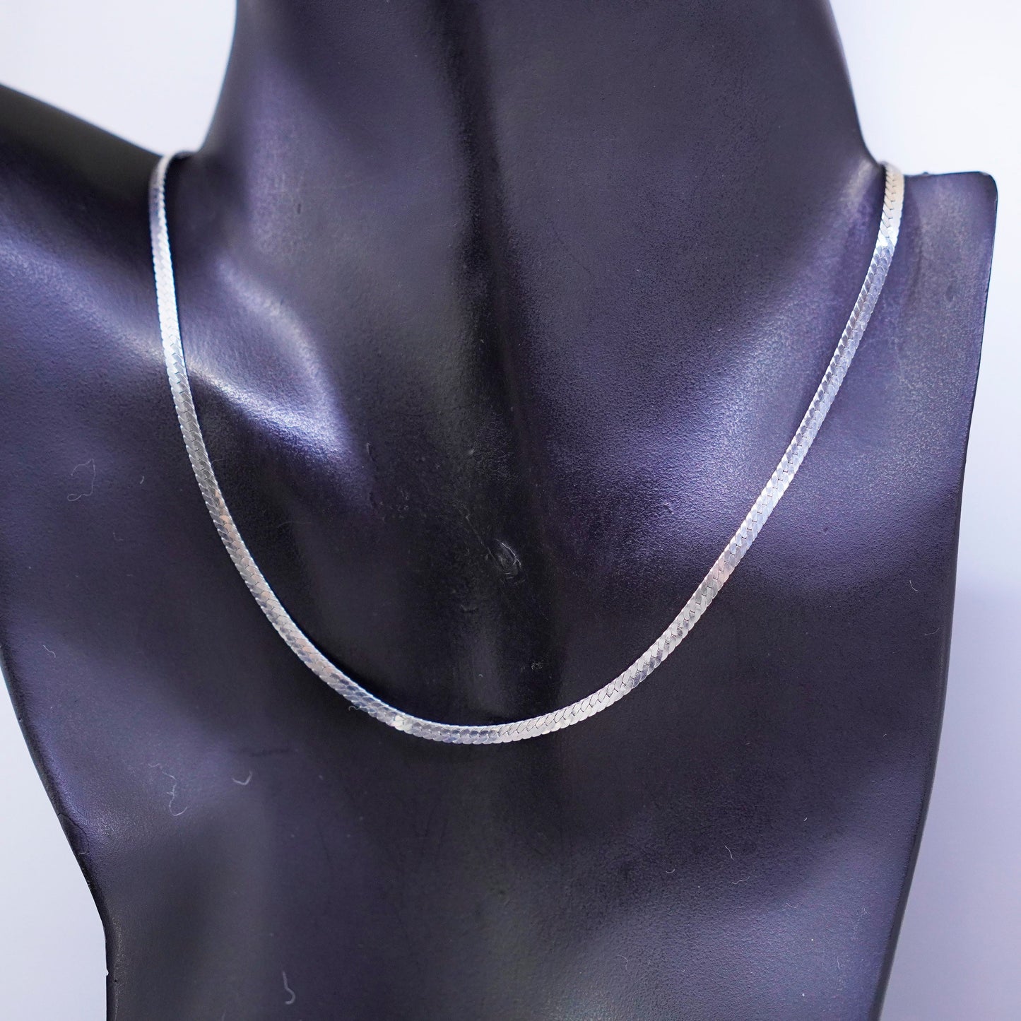 16” 3mm, vintage Canada Sterling 925 silver flatten nugget chain necklace