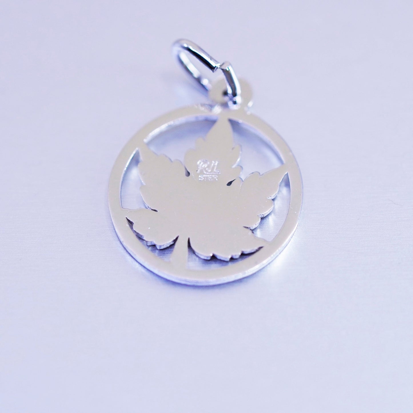 antique sterling 925 silver handmade maple leaf pendant