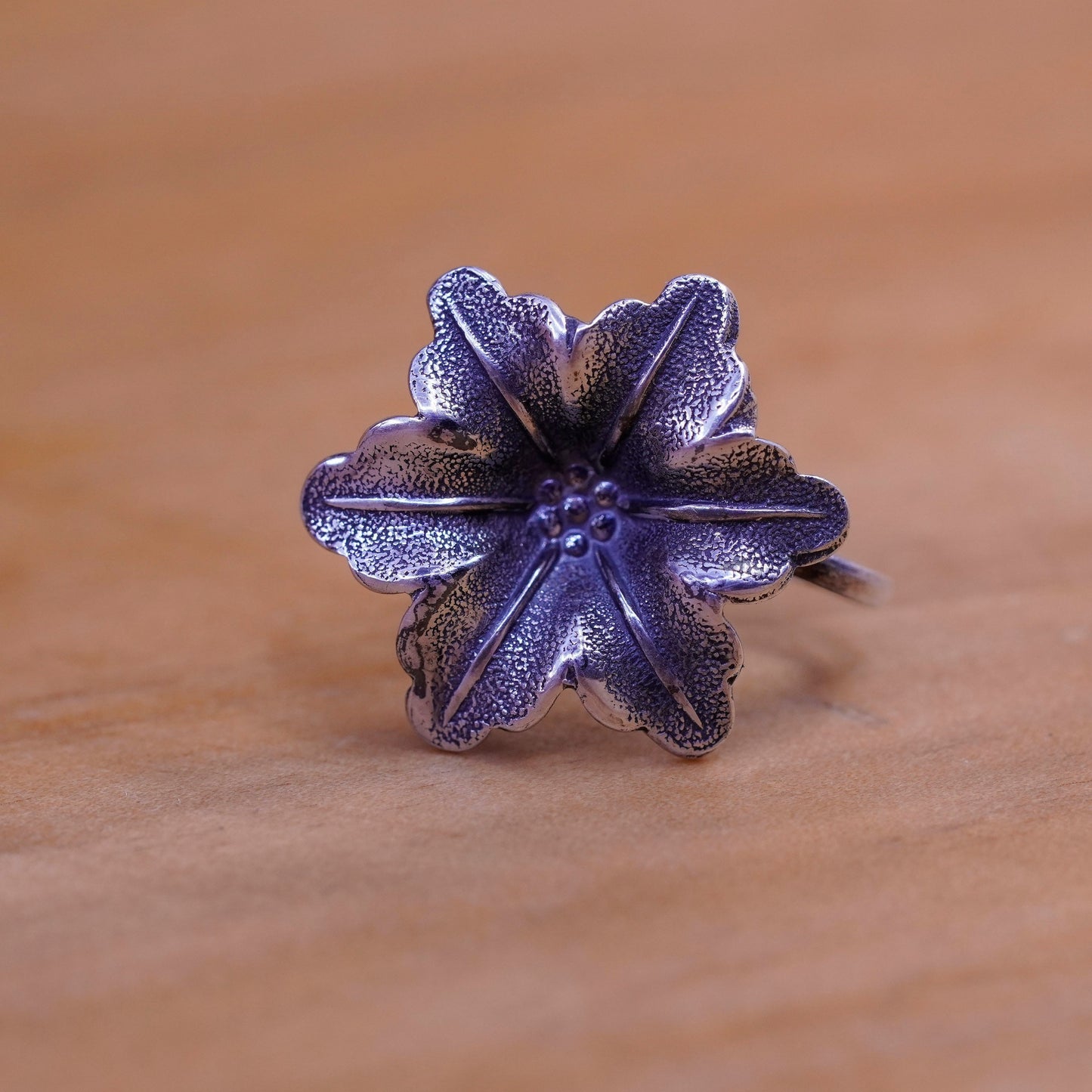 Vintage Sterling silver handmade screw back earrings, 925 flower