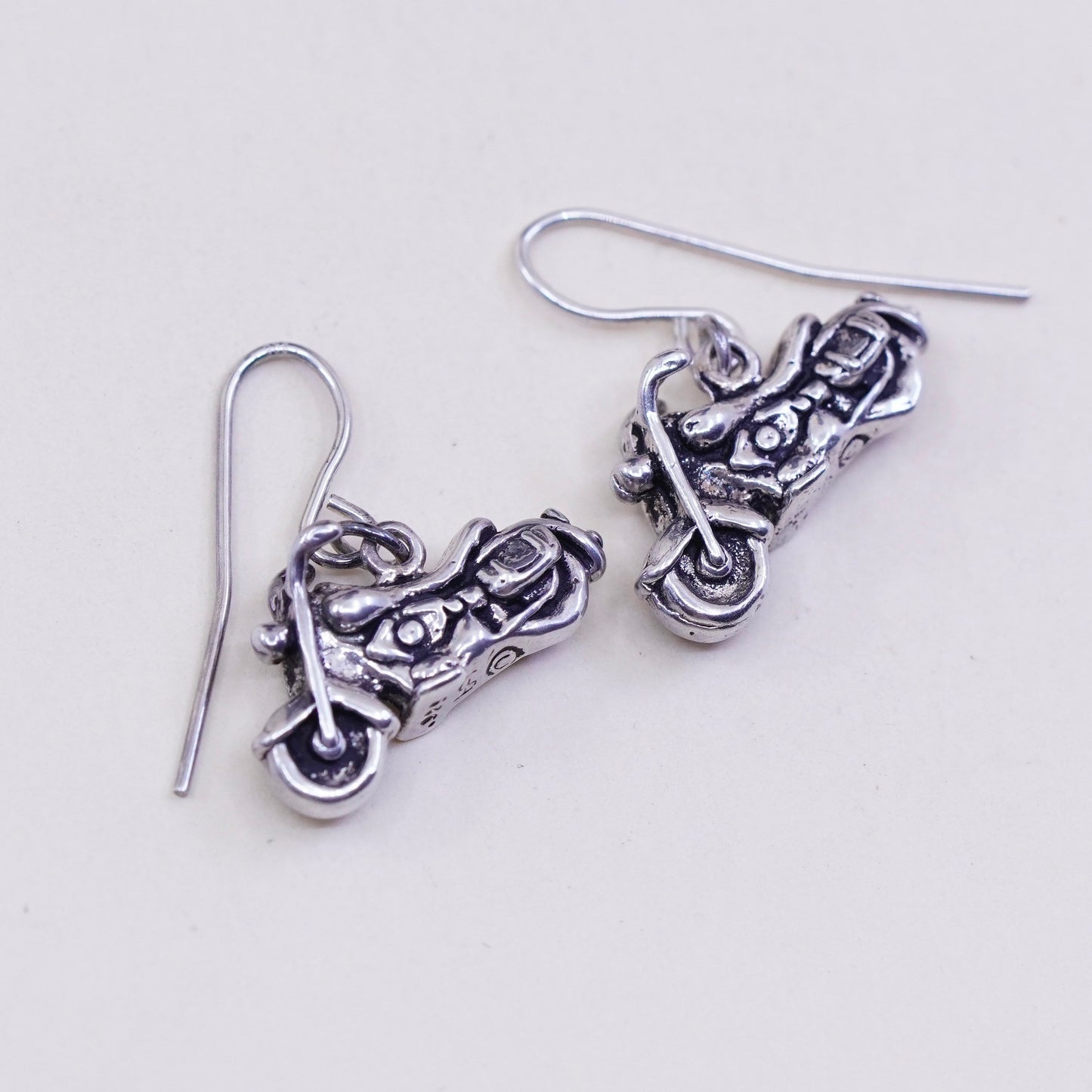 shube Sterling silver handmade earrings, 925 motorcycles bike Bicycle dangles