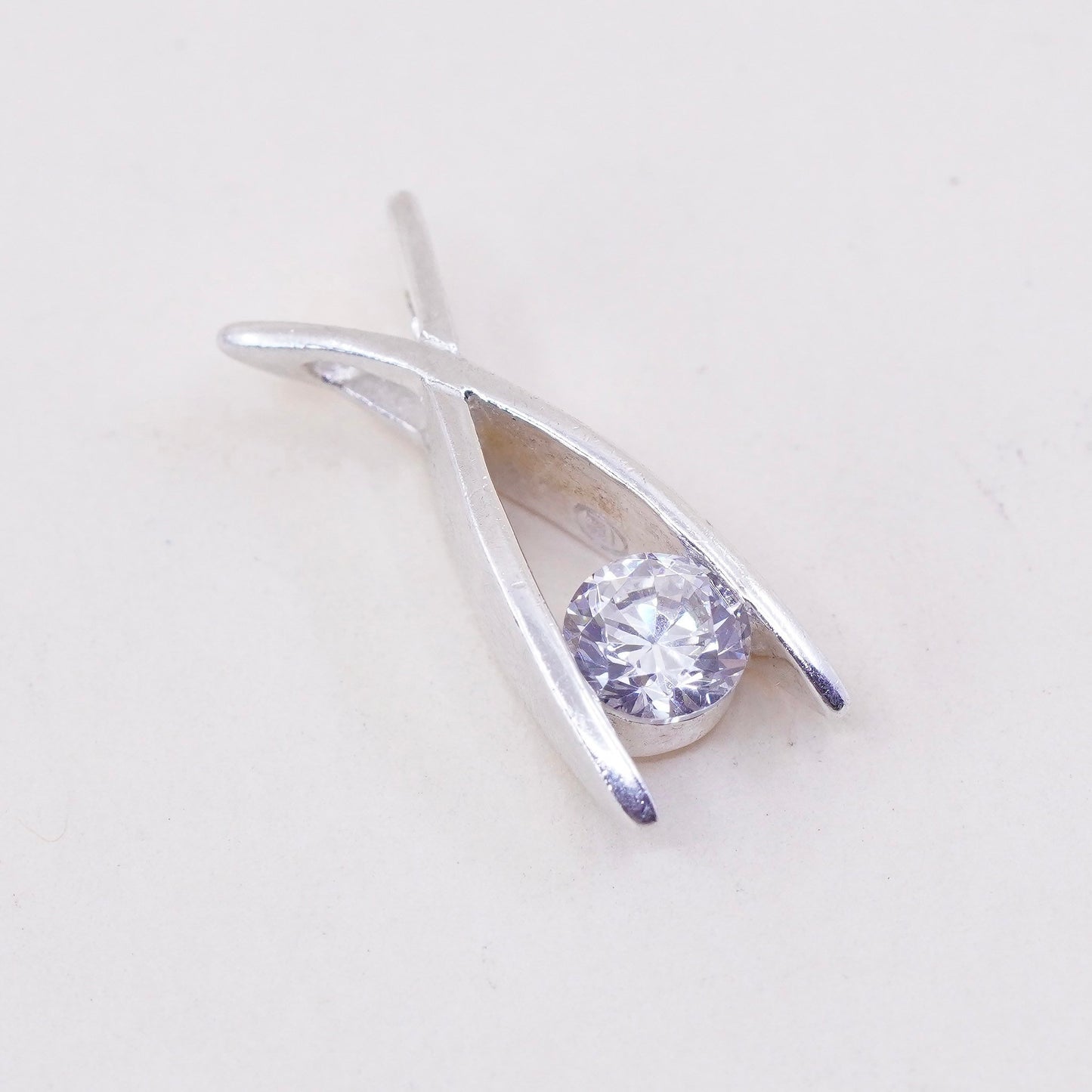 Vintage sterling 925 silver cz crystal pendant