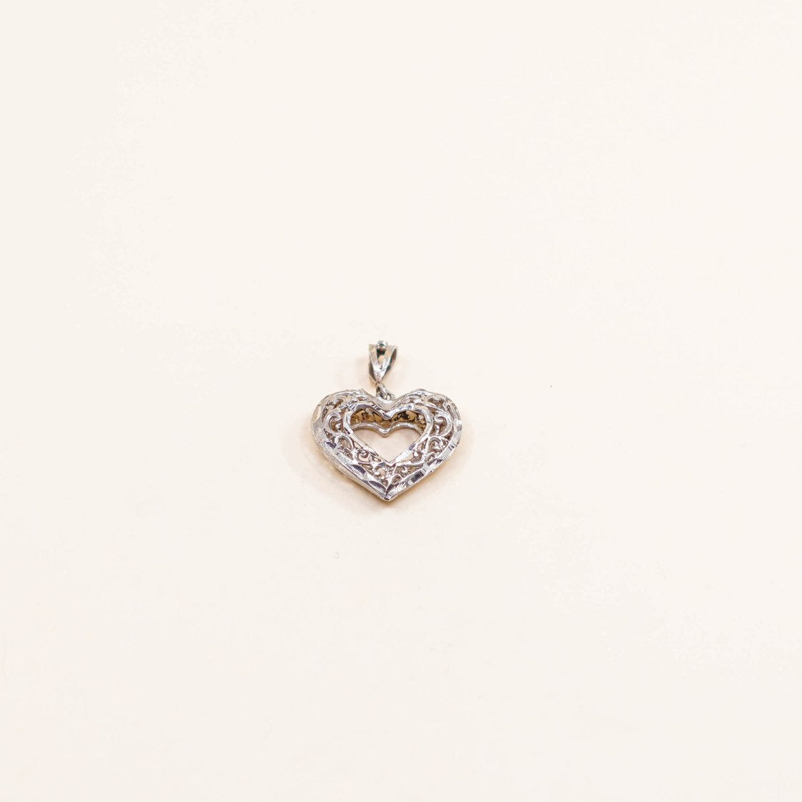 VTG sterling silver handmade pendant, 925 filigree heart pendant