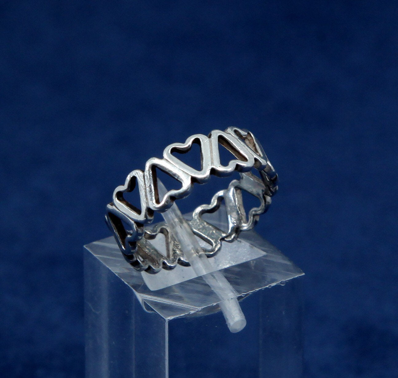 sz 6, vtg BY SS sterling silver handmade ring, 925 heart band