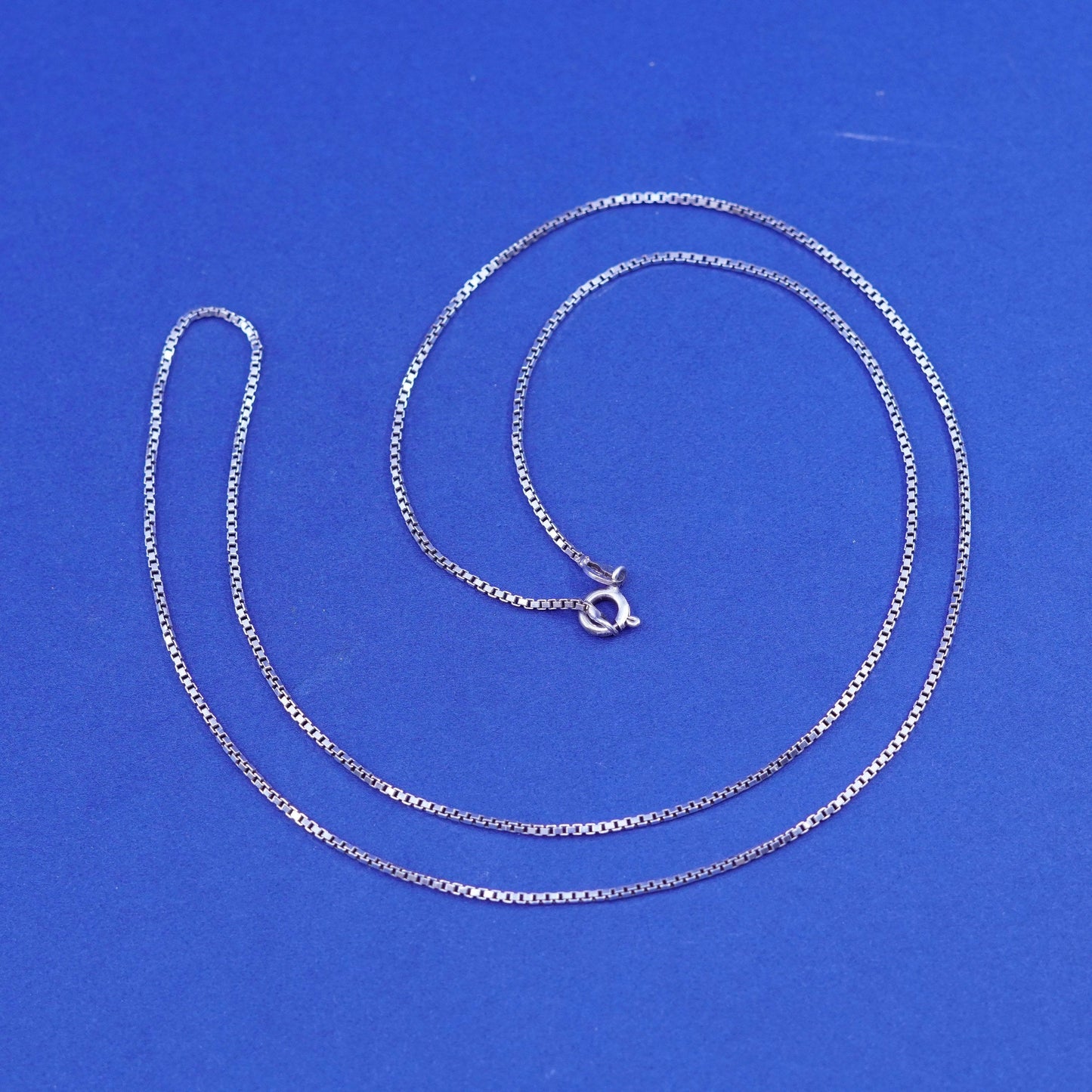 24”, 1mm, vintage Sterling silver handmade necklace, 925 box chain